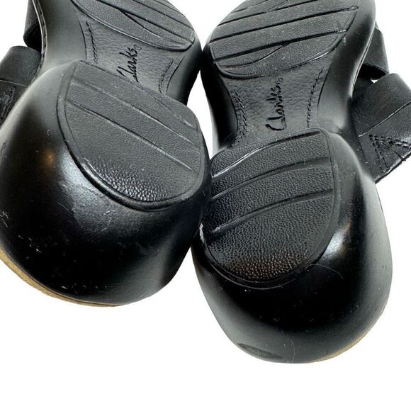 Clark’s bendables black leather wedge sandals size 6 - Picture 11 of 15